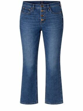 NWT J. CREW Mid-Rise Flare Crop Signature Stretch Medium Wash Jeans Size 26P